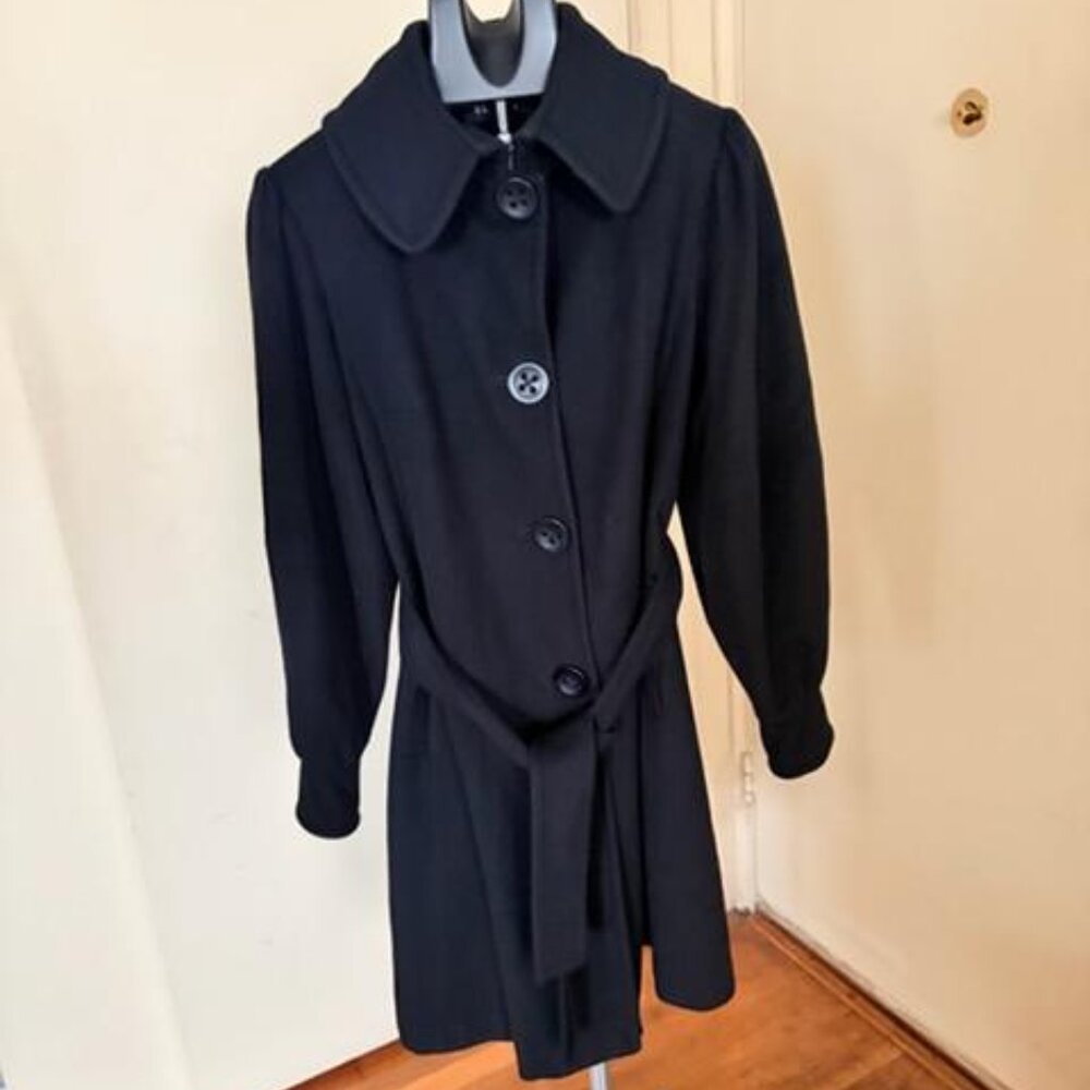 Searle black cashmere/wool blend coat